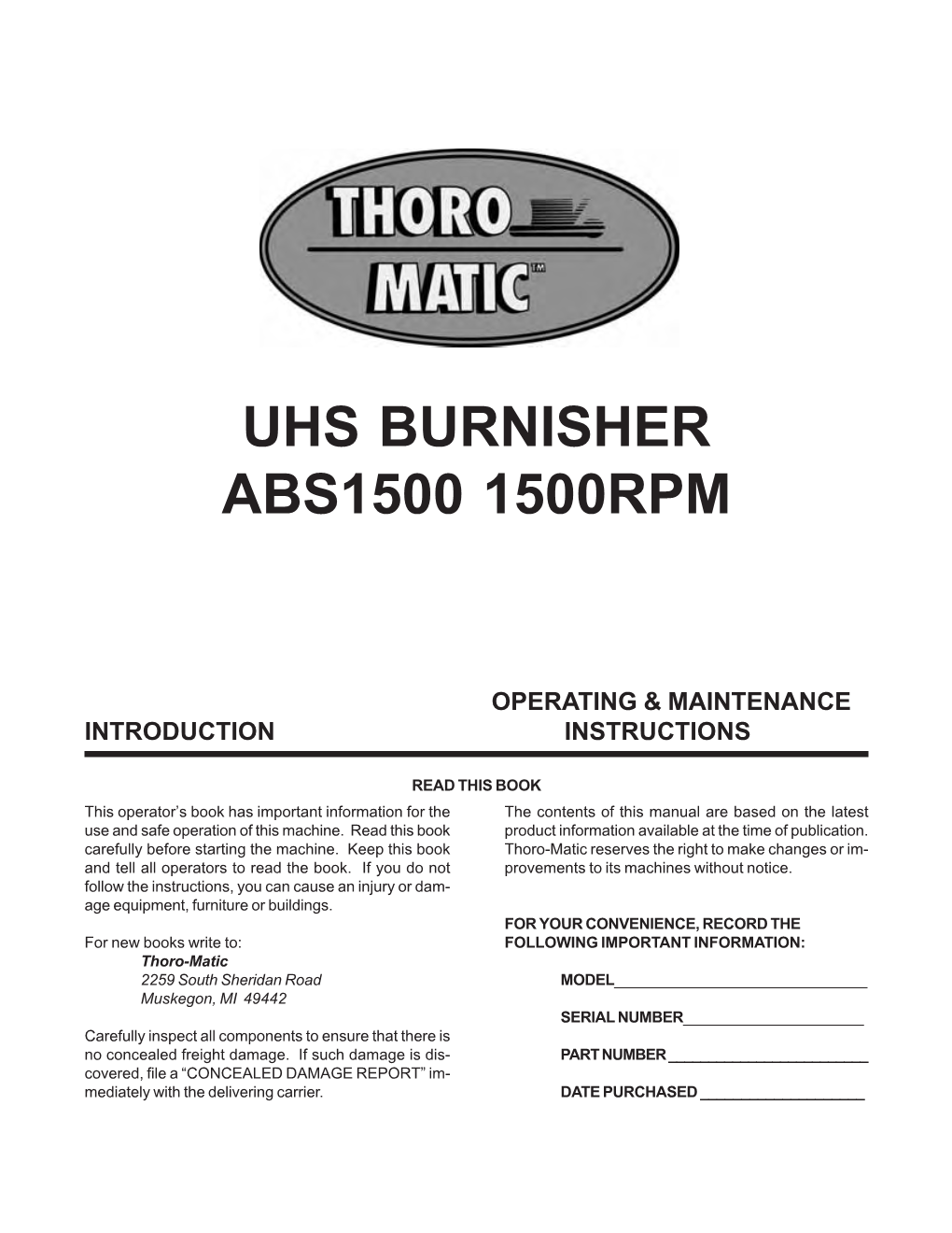 Thoro-Matic ABS1500 Burnisher