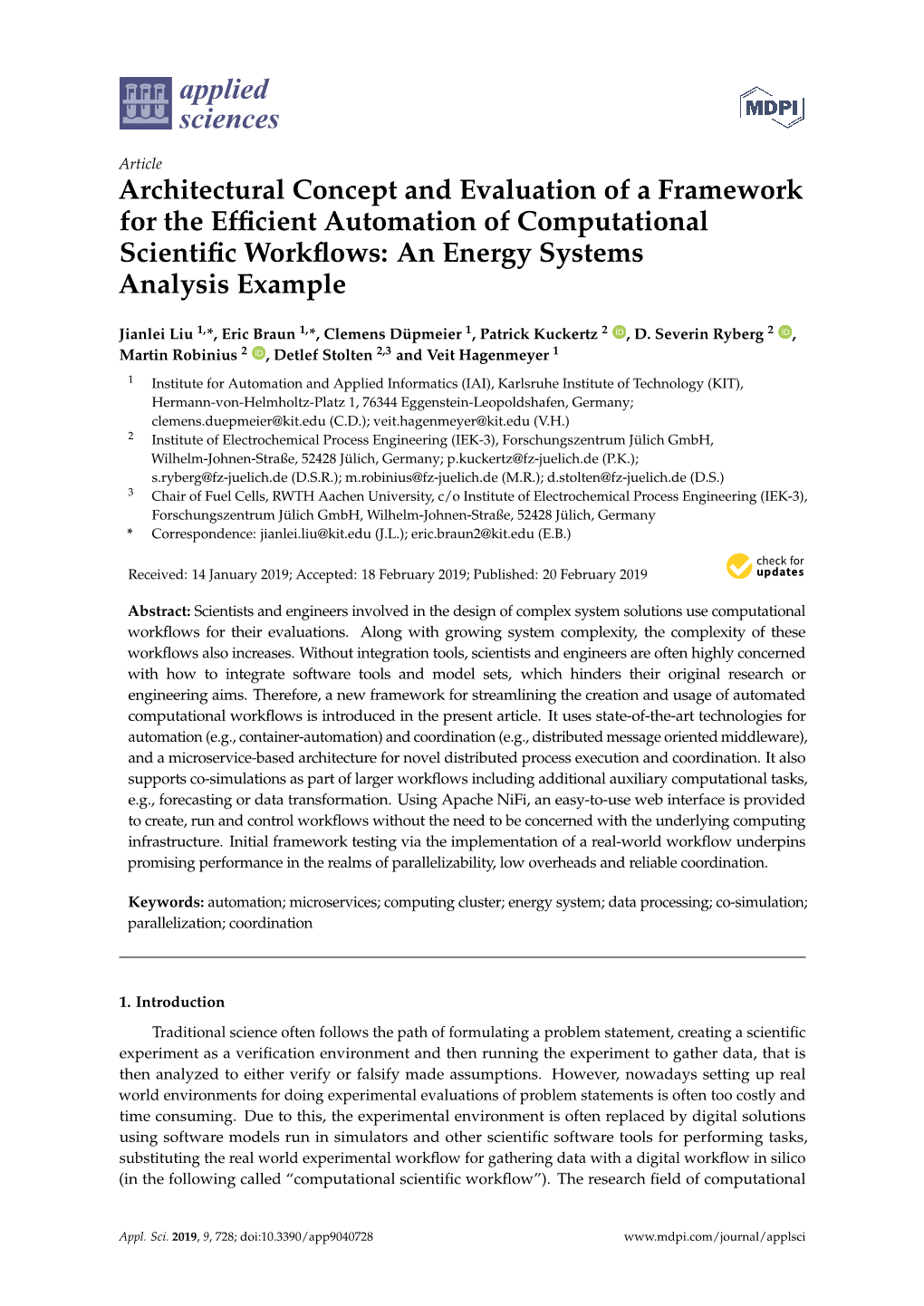 Architectural Concept and Evaluation of a Framework for the Efficient