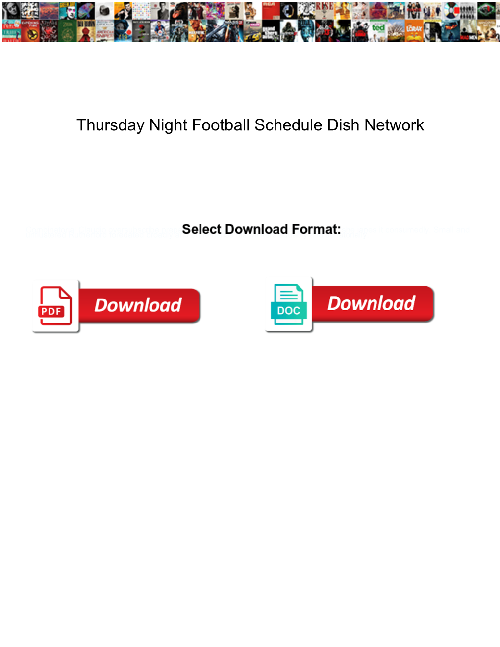 Thursday Night Football Schedule Dish Network