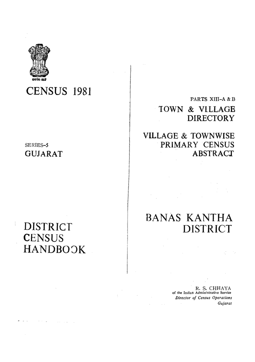 District Census Handbook, Banas Kantha, Part XIII-A & B, Series-5