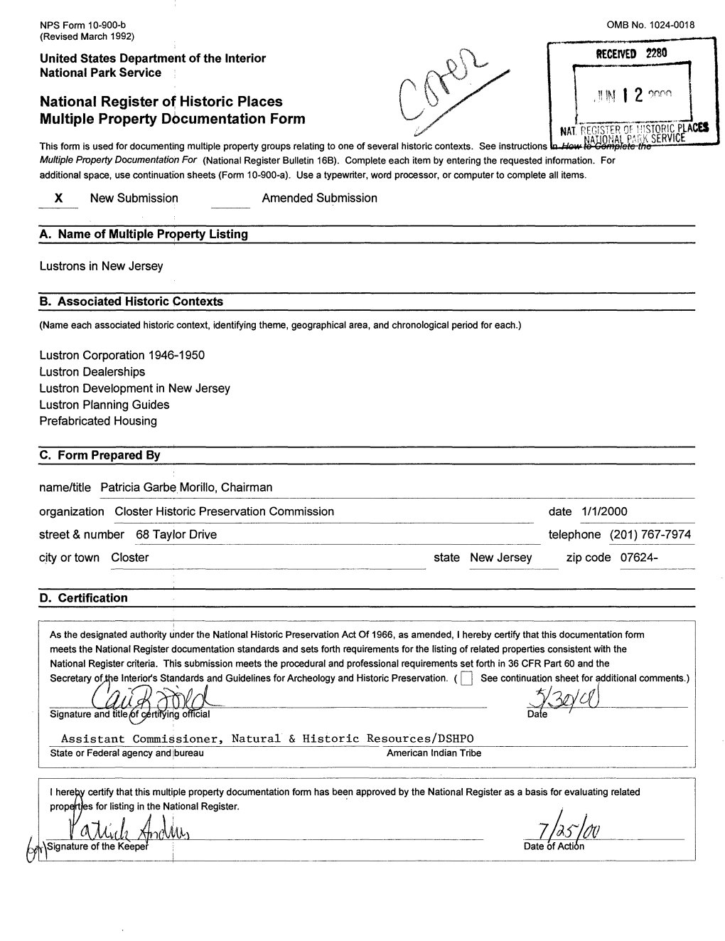 National Register of Historic Places Multiple Property Documentation Form