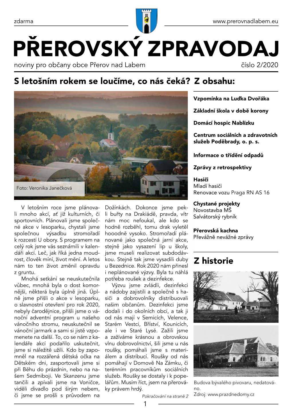 PŘEROVSKÝ ZPRAVODAJ Noviny Pro Občany Obce Přerov Nad Labem Číslo 2/2020