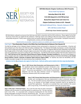 SER Mid-Atlantic Chapter Conference 2015 Presents Three Field Trip