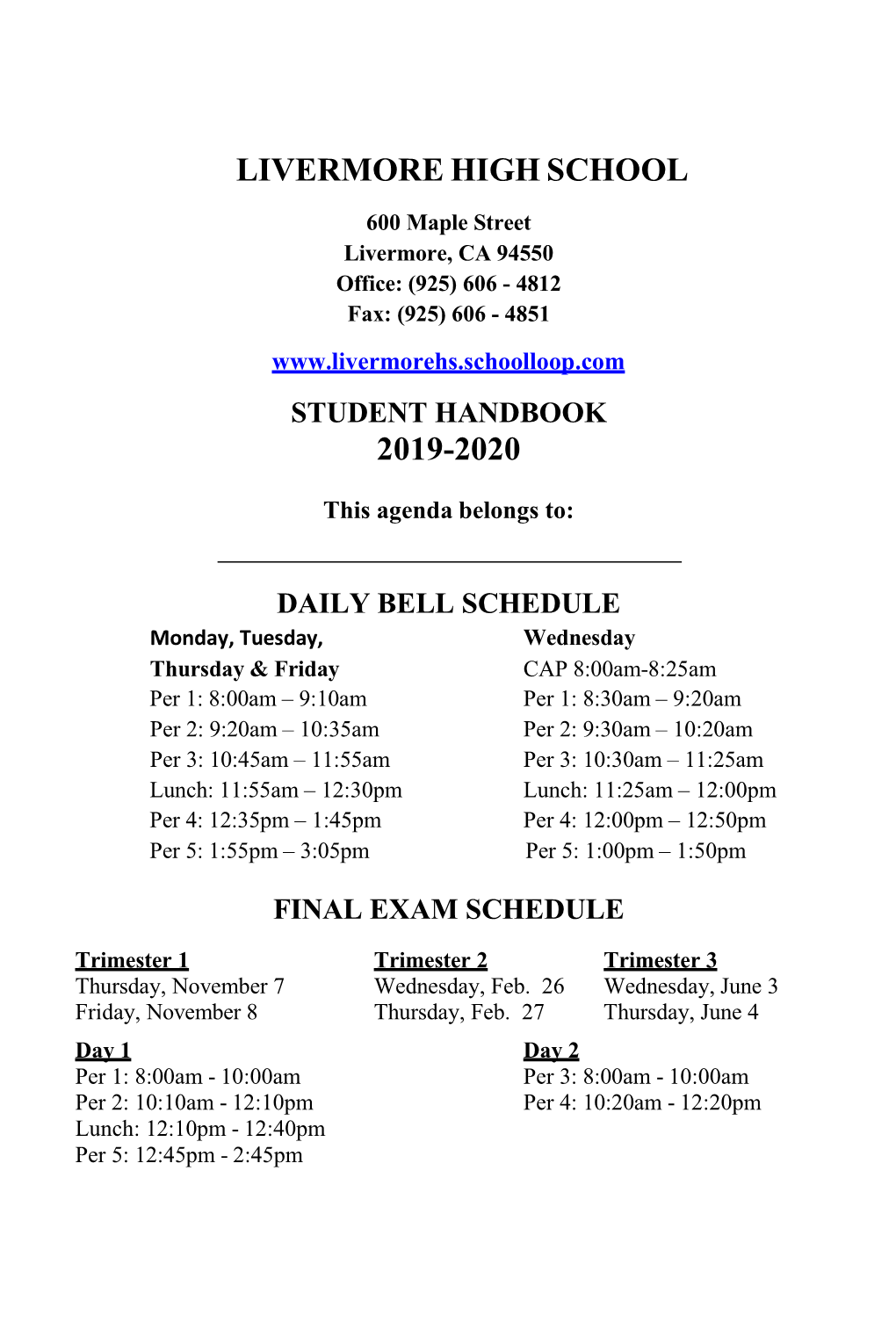 Livermore High School 2019-2020