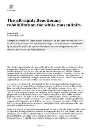The Alt-Right: Reactionary Rehabilitation for White Masculinity