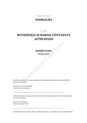 Mythopoeia in Marina Tsvetaeva's After Russia
