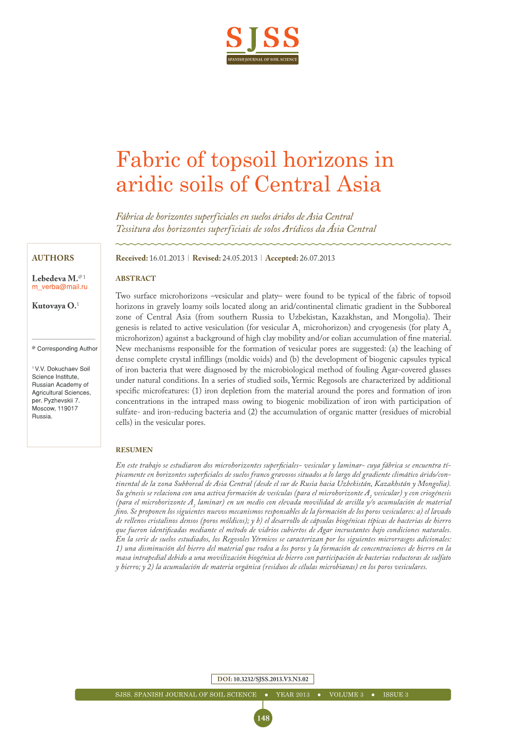 Fabric of Topsoil Horizons in Aridic Soils of Central Asia