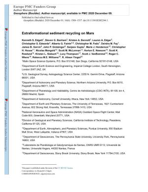 Extraformational Sediment Recycling on Mars