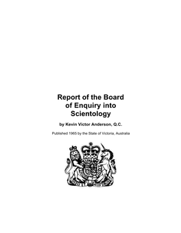 Report of the Board of Enquiry Into Scientology