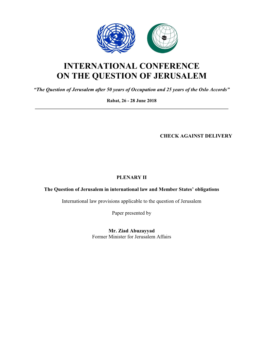 International Conference on the Question of Jerusalem