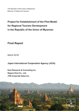 Project for Establishment of the Pilot Model for Regional Tourism Development in the Republic of the Union of Myanmar