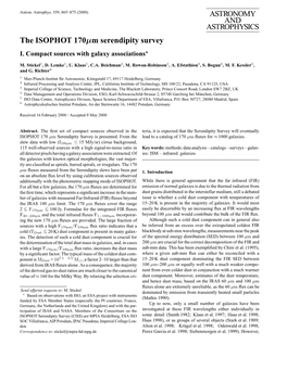 ASTRONOMY and ASTROPHYSICS the ISOPHOT 170Μm Serendipity Survey I