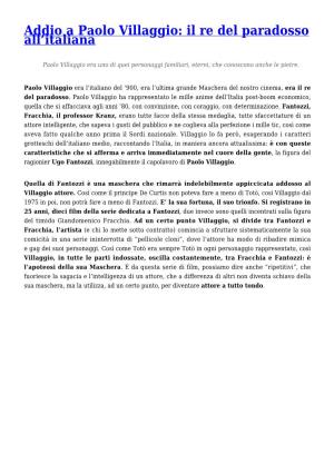 Addio a Paolo Villaggio: Il Re Del Paradosso All'italiana
