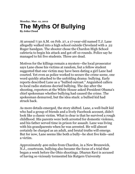 The Myths of Bullying by John Cloud