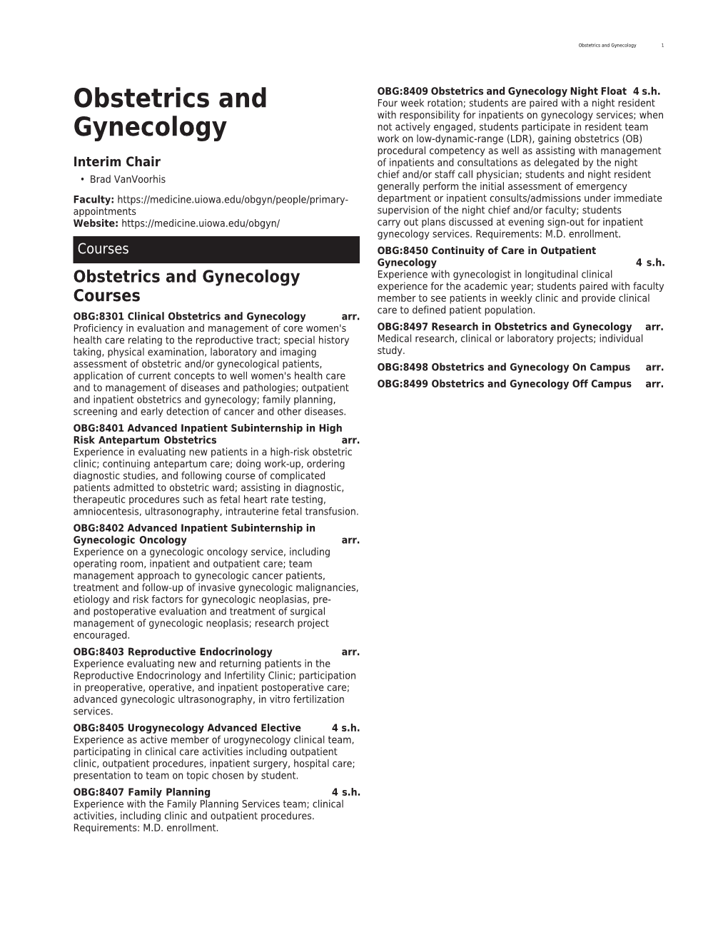 Obstetrics and Gynecology 1