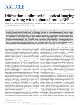 Diffraction-Unlimited All-Optical Imaging and Writing with a Photochromic GFP