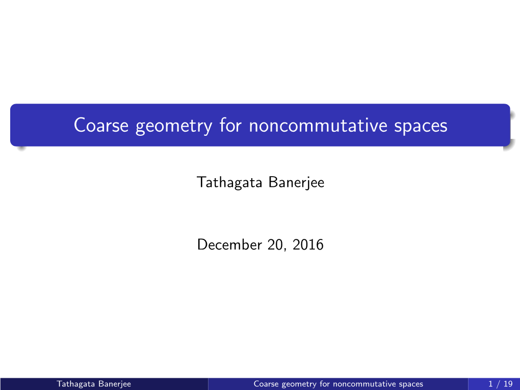 Coarse Geometry for Noncommutative Spaces