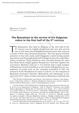 The Byzantines in the Service of the Bulgarian Rulers in the First Half of the Th9 Century