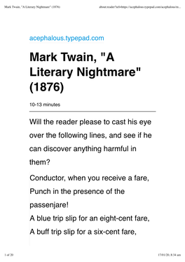 A Literary Nightmare" (1876) About:Reader?Url=