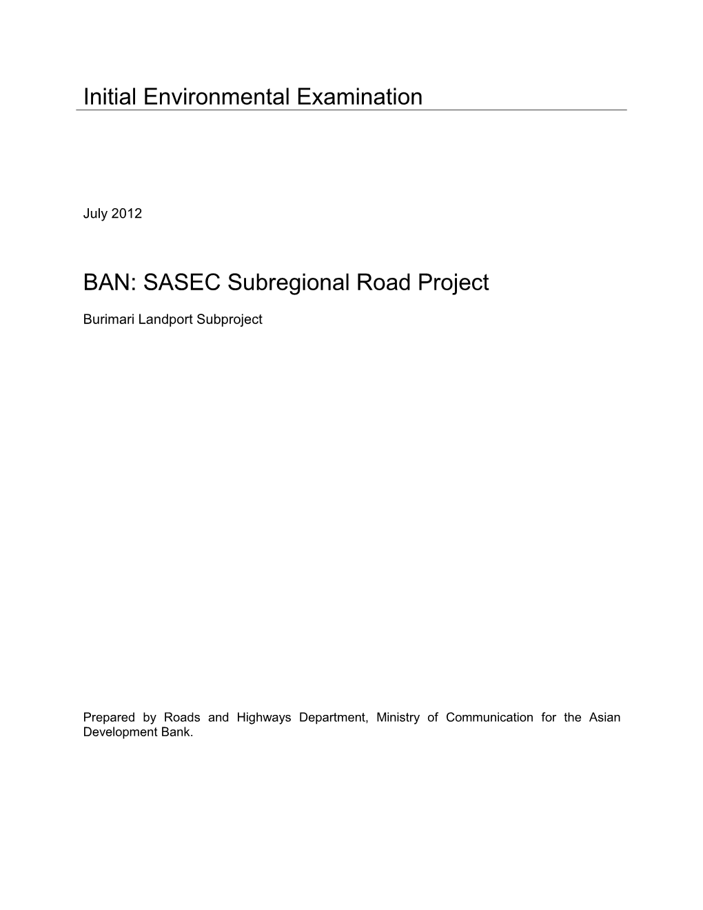 Initial Environmental Examination: Burimari Land Port