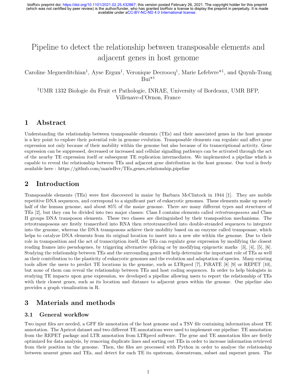 Pipeline to Detect the Relationship Between Transposable Elements and Adjacent Genes in Host Genome