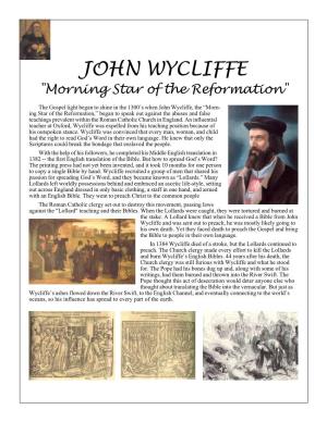 JOHN WYCLIFFE "Morning Star of the Reformation"