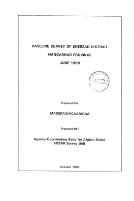 Baseline Survey of Sherzad District, Nangarhar