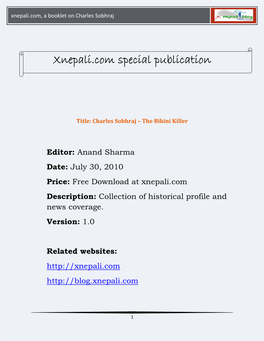 Xnepali.Com, a Booklet on Charles Sobhraj