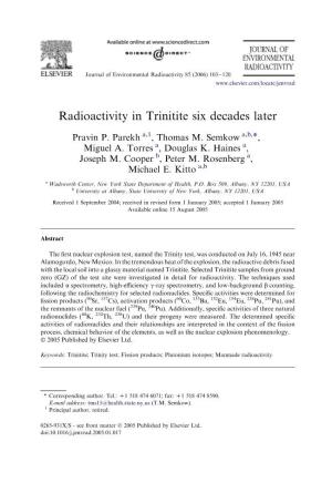 Radioactivity in Trinitite Six Decades Later