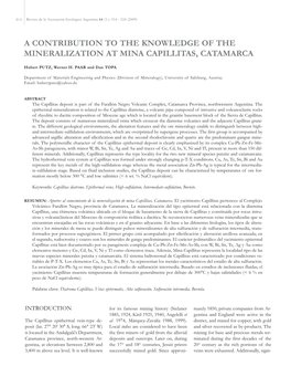 A Contribution to the Knowledge of the Mineralization at Mina Capillitas, Catamarca