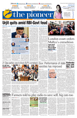 Urjit Quits Amid RBI-Govt Feud