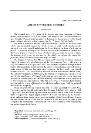 Aspects of the Greek Genocide