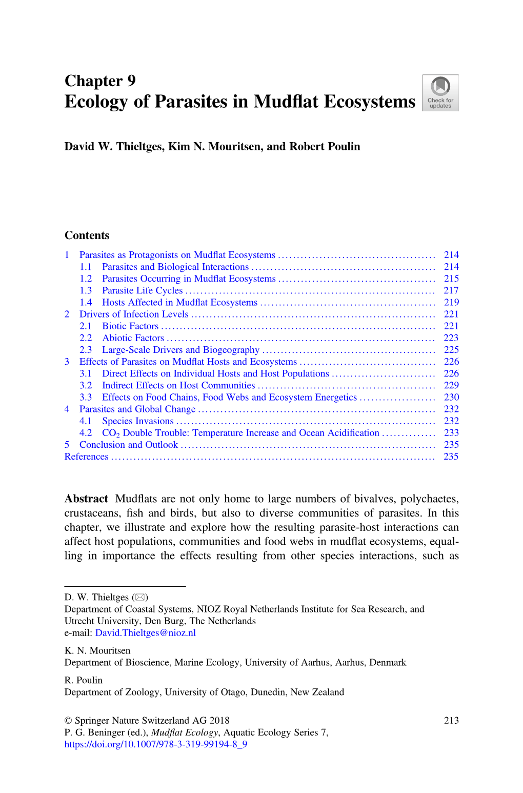 Ecology of Parasites in Mudflat Ecosystems