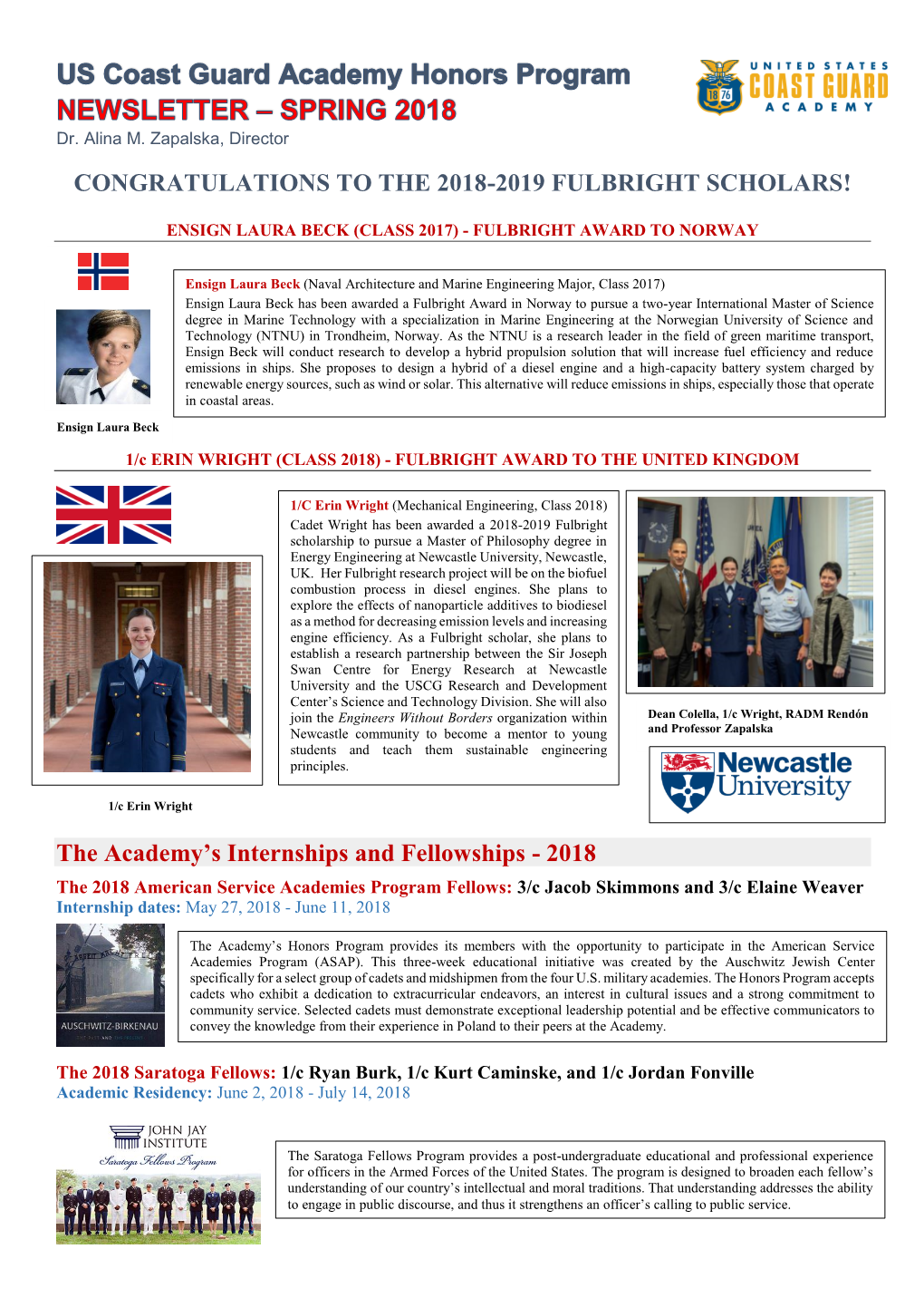 Honors Newsletter Spring 2018