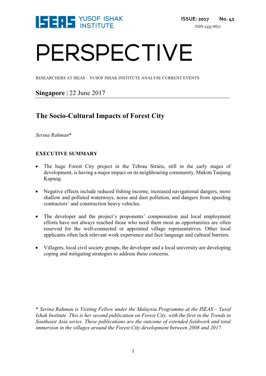The Socio-Cultural Impacts of Forest City
