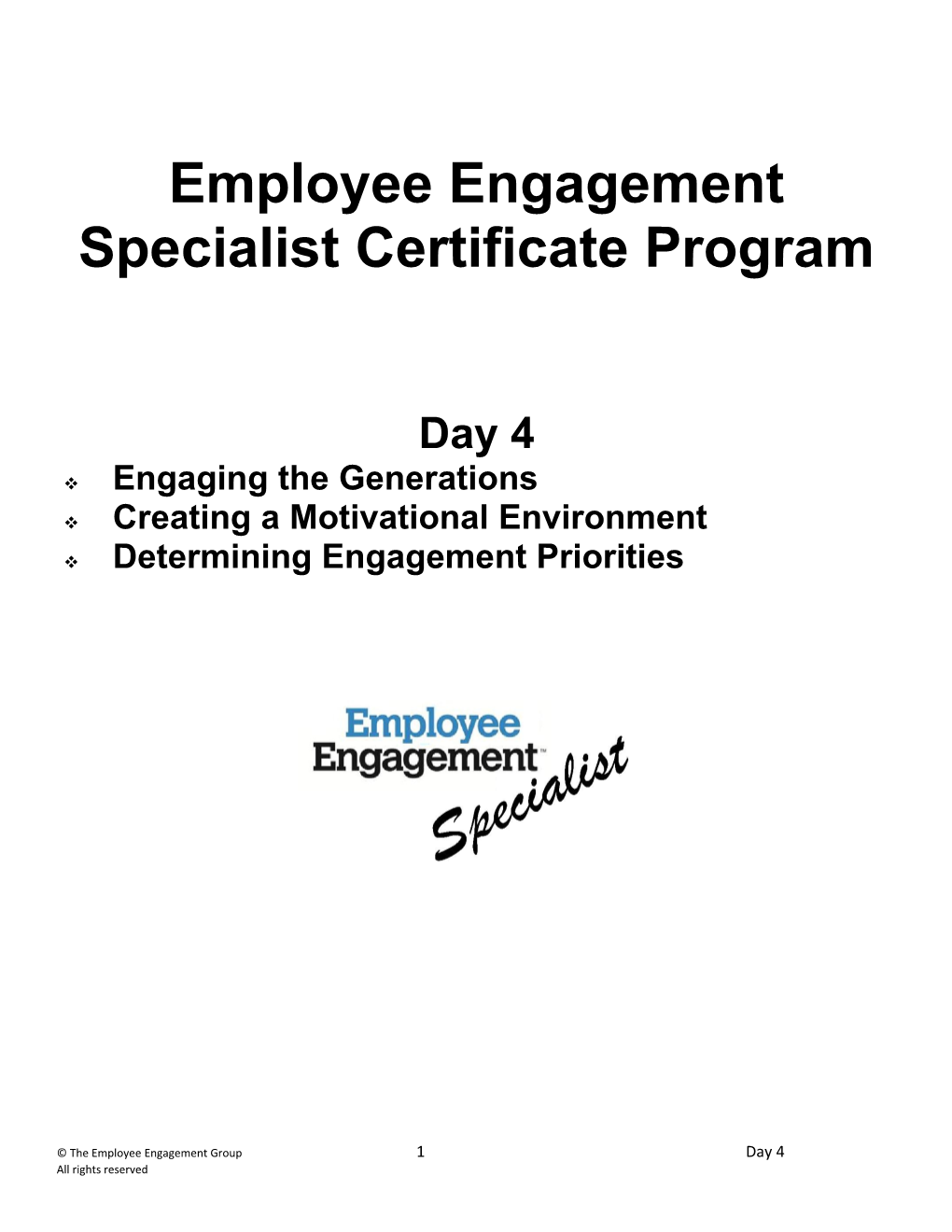 Employee Engagement Specialist Certificate Program