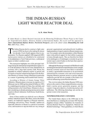 Npr 5.1: the Indian-Russian Light Water Reactor Deal