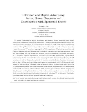 Television and Digital Advertising: Second Screen Response and Coordination with Sponsored Search