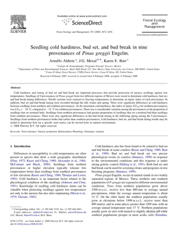 Seedling Cold Hardiness, Bud Set, and Bud Break in Nine Provenances of Pinus Greggii Engelm