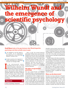 Wilhelm Wundt and the Emergence of Scientific Psychology