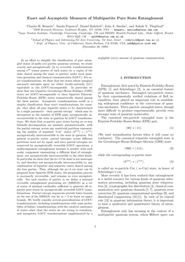 Exact and Asymptotic Measures of Multipartite Pure State Entanglement