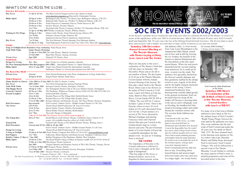 Society Events 2002/2003