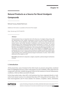 Natural Products As a Source for Novel Analgesic Compounds