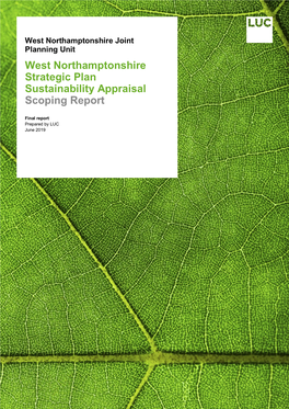 West Northamptonshire Strategic Plan Sustainability Appraisal Scoping Reportx