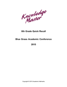 8Th Grade Quick Recall Blue Grass Academic Conference 2015