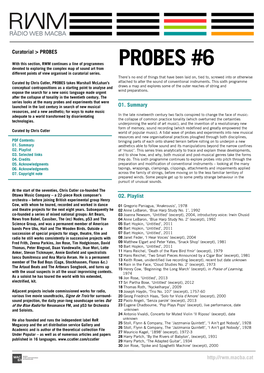 PROBES #6 Devoted to Exploring the Complex Map of Sound Art from Different Points of View Organised in Curatorial Series