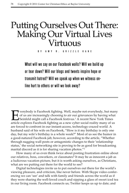 Putting Ourselves out There: Making Our Virtual Lives Virtuous by Amy R