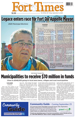 Municipalities to Receive $70 Million in Funds Close to $548,000 Going to Local Area Towns, Villages and Rural Municipalities