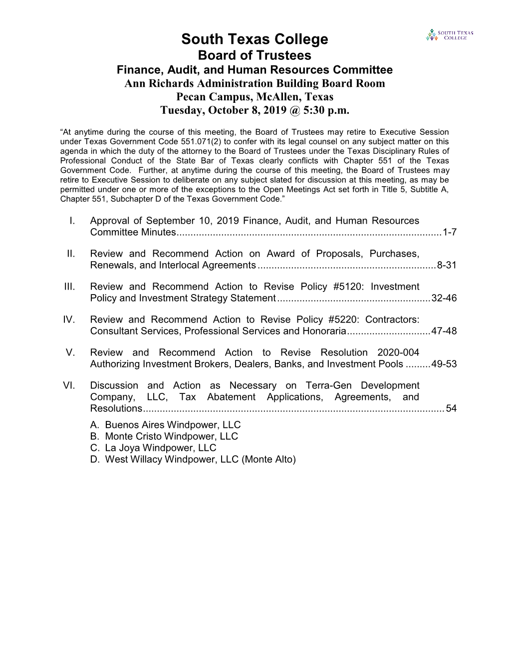 Finance Motions