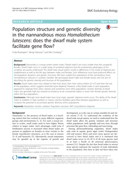 Population Structure and Genetic Diversity in the Nannandrous Moss